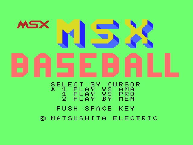MSX Baseball Title Screen